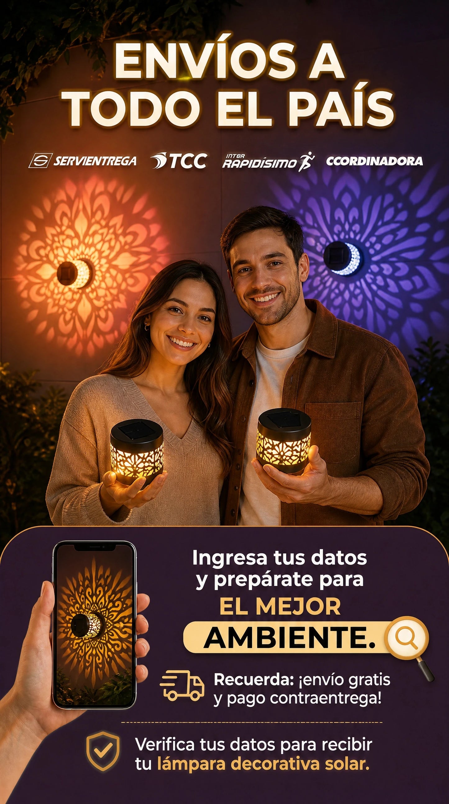 LAMPARA SOLAR CON DISEÑOS