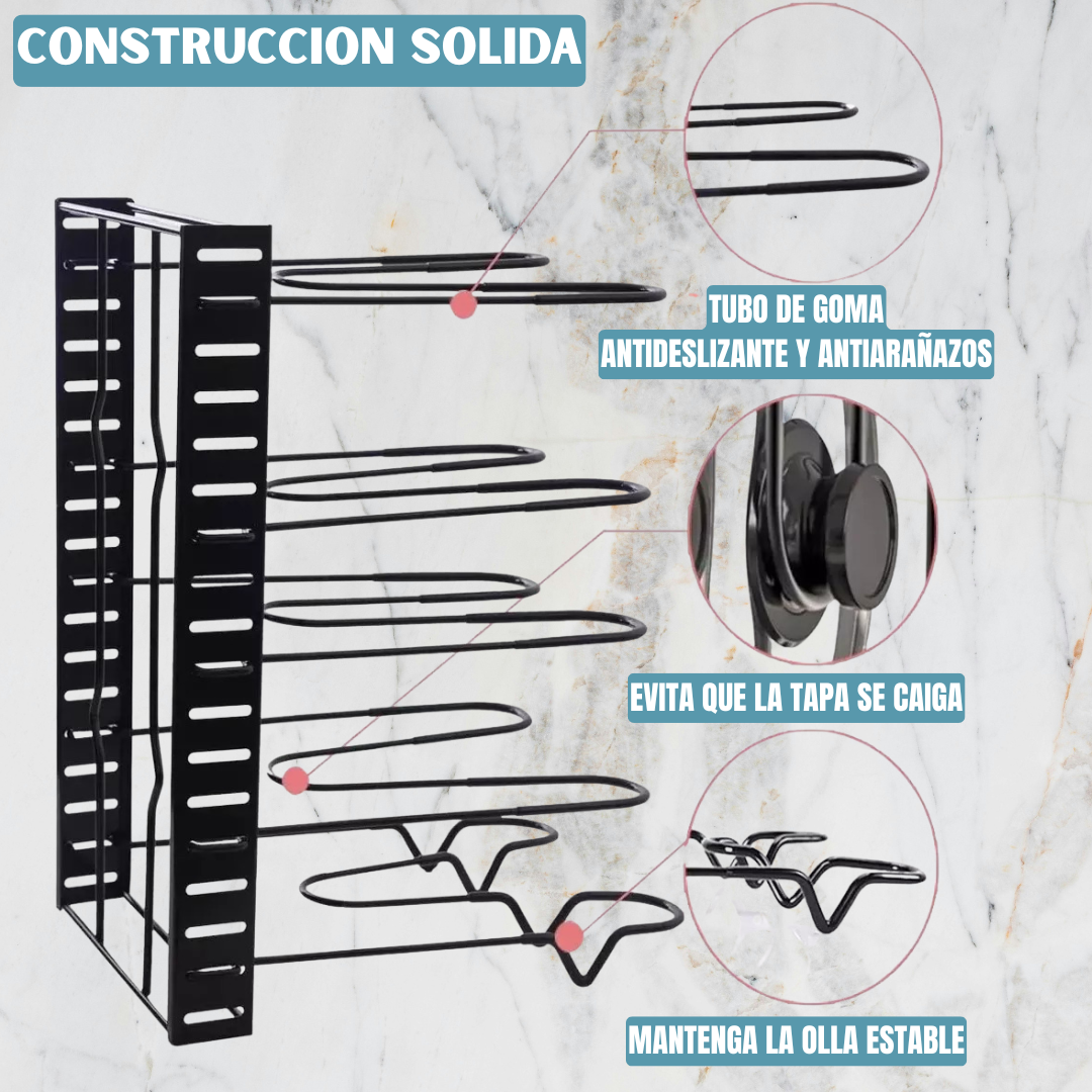 ORGANIZADOR DE OLLAS Y SARTENES: 8 NIVELES 🍳