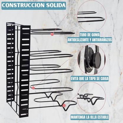 ORGANIZADOR DE OLLAS Y SARTENES: 8 NIVELES 🍳
