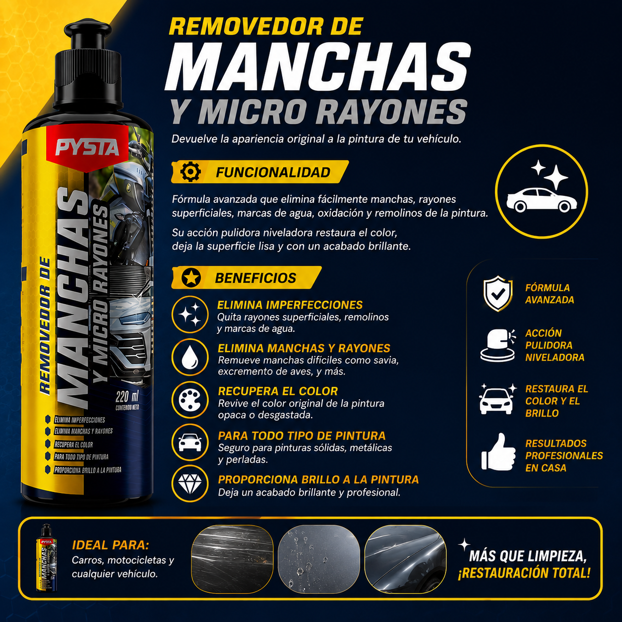 REMOVEDOR DE MANCHAS Y RAYONES CARROS