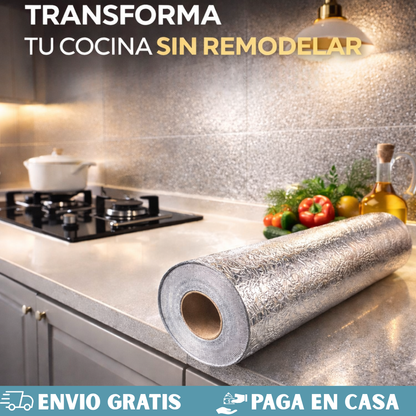PAPEL ALUMINIO ADHESIVO DE COCINA 🎁