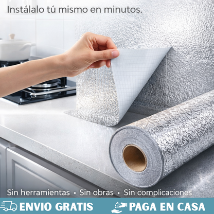 PAPEL ALUMINIO ADHESIVO DE COCINA 🎁