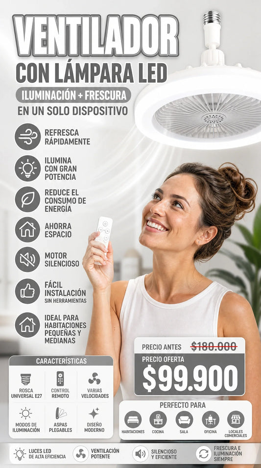 VENTILADOR CON LAMPARA LED